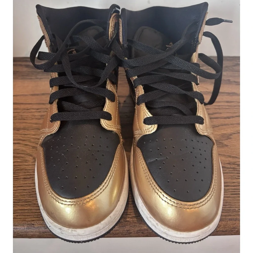 Nike Air Jordan 1 Mid SE DR6967-071 Gold/Black Basketball Shoes Sneakers Size 6Y